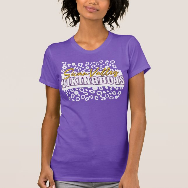 Leopard Print & Gears - SwanValley VikingBots - T Shirt (Framsida)