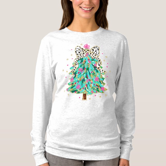 Leopard Print + Glitter jul LS Shirt T (Framsida)