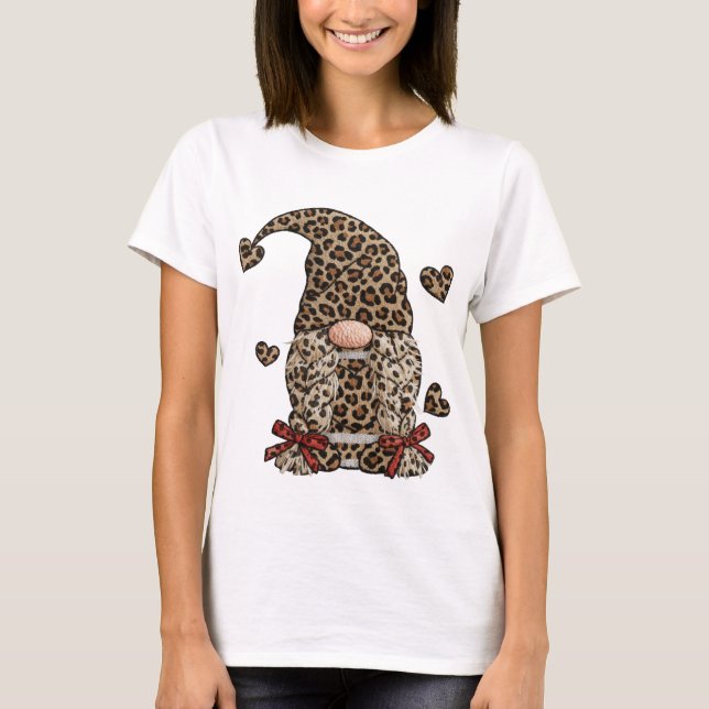 Leopard Print Gnome PNG Sublimation Design Leopard T Shirt (Framsida)