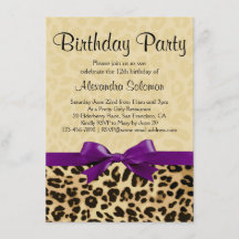 Leopard Print Grape Lila Bow Girl Födelsedagsfest