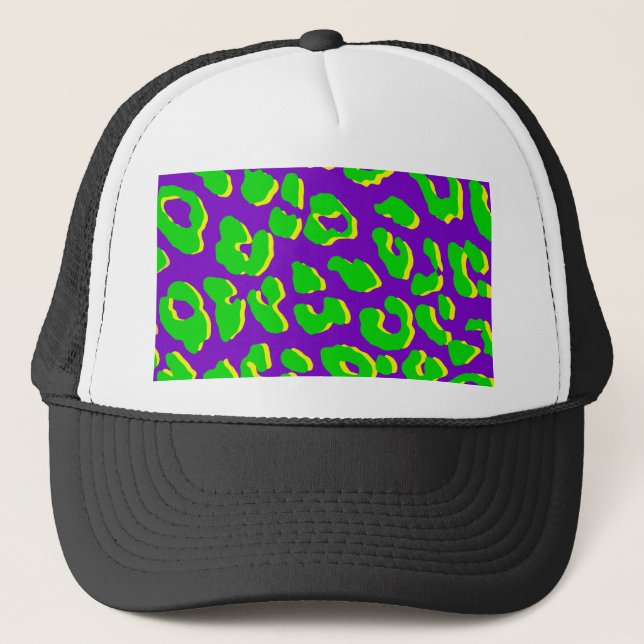 Leopard Print Grönt Lila Gult Keps (Framsida)