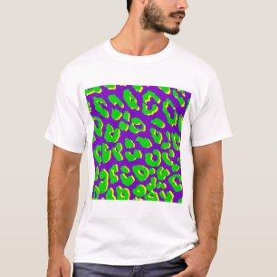Leopard Print Grönt Lila Gult T Shirt