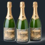 Leopard Print Guld Faux Foil Cheers<br><div class="desc">Skapa era egna möhippa-mousserande vin-flaska-etiketter till  på party eller ge som fördelar. Dina uppgifter i chicens text på ett faux guld-överlägg.</div>