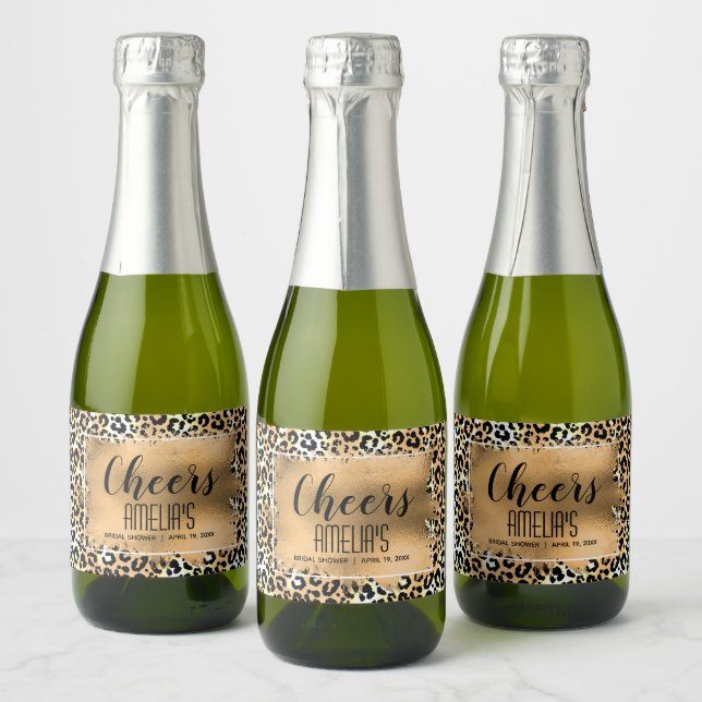Leopard Print Guld Faux Foil Cheers Mini (Flaskor)
