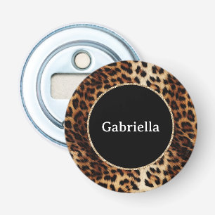 Leopard Print Guld Glitter Gnistra Ram Flasköppnare