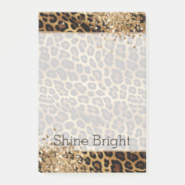 Leopard Print Guld Glitzy Gnistra Glitter Post-it Block