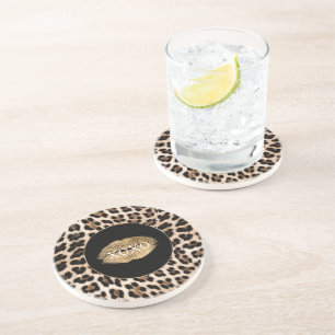 Leopard Print Guld Läpp XOXO Underlägg