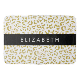 Leopard Print, Guld Leopard, Glitter, ditt namn Badrumsmatta