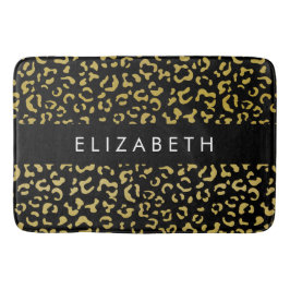 Leopard Print, Guld Leopard, Glitter, ditt namn Badrumsmatta