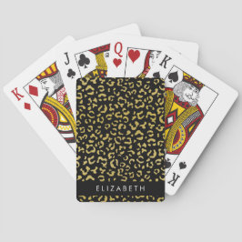 Leopard Print, Guld Leopard, Glitter, ditt namn Casinokort
