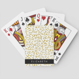 Leopard Print, Guld Leopard, Glitter, ditt namn Casinokort