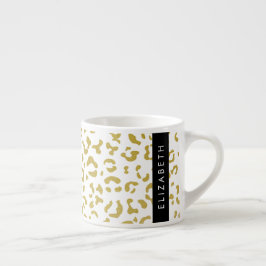 Leopard Print, Guld Leopard, Glitter, ditt namn Espressomugg