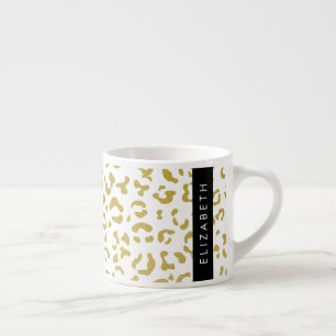 Leopard Print, Guld Leopard, Glitter, ditt namn Espressomugg