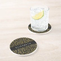 Leopard Print, Guld Leopard, Glitter, ditt namn