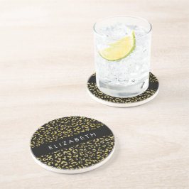 Leopard Print, Guld Leopard, Glitter, ditt namn Underlägg