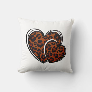 Leopard Print, Hand plockade Heart, Leopard Heart, Kudde
