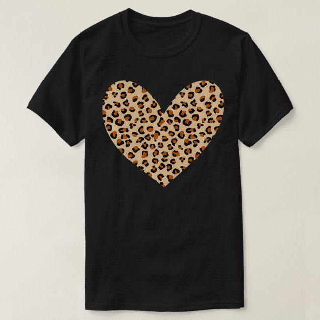 Leopard Print Heart  Cheetah Pattern Valentine's D T Shirt (Design framsida)