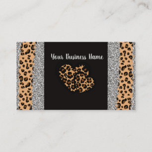 Leopard Print Heart Visitkort