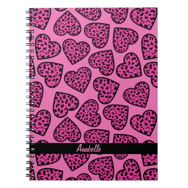 Leopard print hearts Anteckningsbok (Framsidan)
