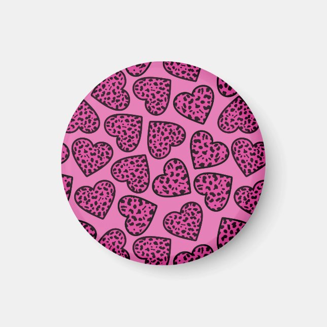 Leopard print hearts magnet (Framsidan)