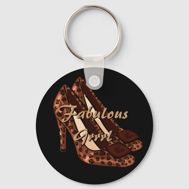 Leopard Print Heels Keychain Nyckelring (Framsida)