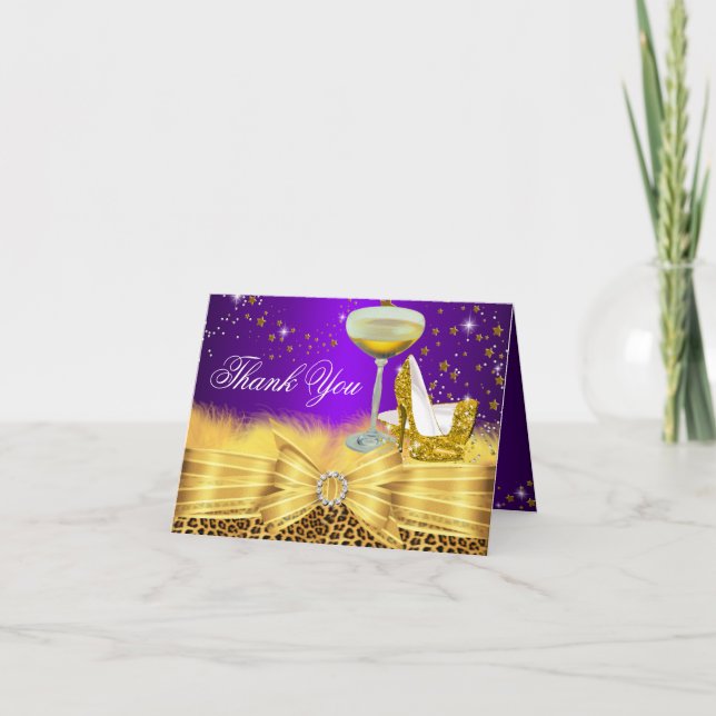 Leopard Print & Heels Lila - tackkort (Framsida)