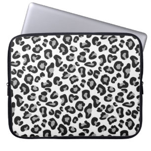 Leopard Print in Black and White with Grått Laptop Fodral