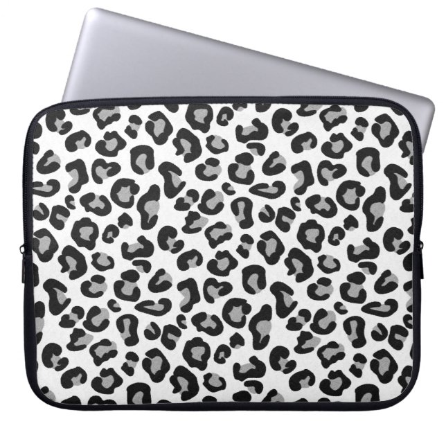 Leopard Print in Black and White with Grått Laptop Fodral (Framsidan)