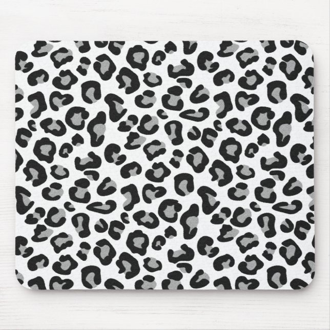 Leopard Print in Black and White with Grått Musmatta (Framsidan)