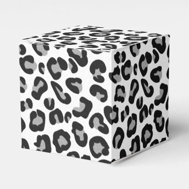 Leopard Print in Black and White with Grått Presentaskar (Framsidan Sidan)