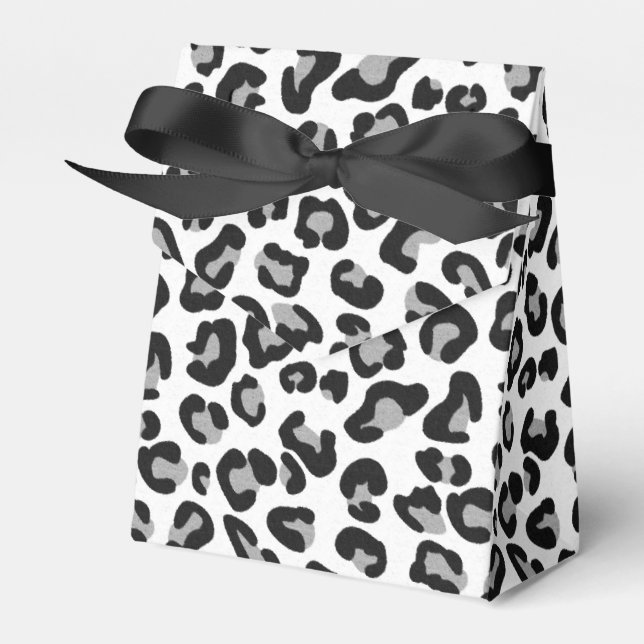 Leopard Print in Black and White with Grått Presentaskar (Framsidan Sidan)