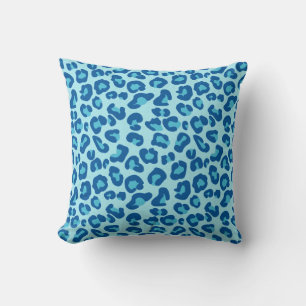 Leopard Print in Light Chambray to Mörk Denim Blue Kudde