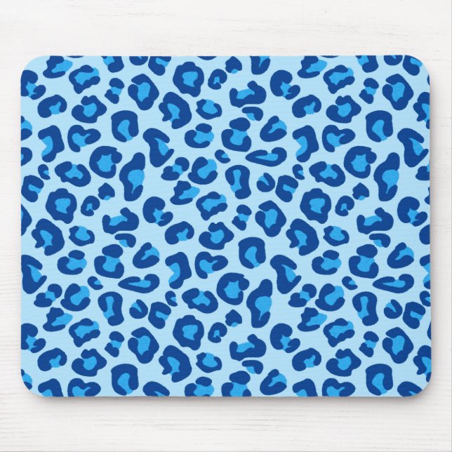 Leopard Print in Light Chambray to Mörk Denim Blue Musmatta (Framsidan)
