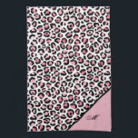Leopard Print in Rosa White & Black with Monogram Kökshandduk<br><div class="desc">Klassisk Elegant Leopard Print in Rosa White & Black with Monogram Design. Ge ett lyxmärke med den här personligen handduken.</div>