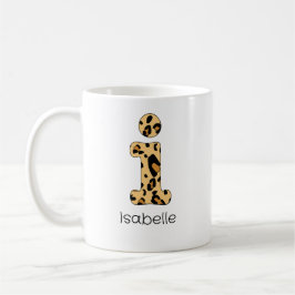 Leopard Print Initial i Lowercase och Namn Kaffemugg