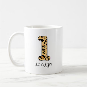 Leopard Print Initial l Lowercase och Namn Kaffemugg