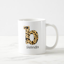 Leopard Print Initial Lowercase b och Namn Kaffemugg