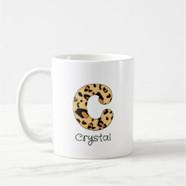 Leopard Print Initial Lowercase c och Namn Kaffemugg