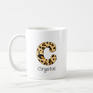 Leopard Print Initial Lowercase c och Namn Kaffemugg