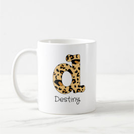 Leopard Print Initial Lowercase d och Namn Kaffemugg