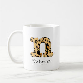 Leopard Print Initial n Lowercase och Namn Kaffemugg