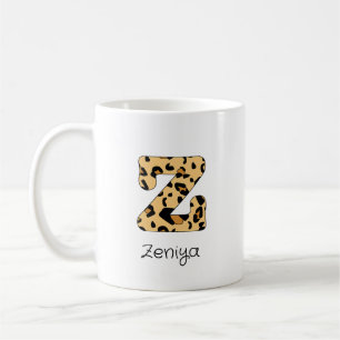 Leopard Print Initial z Lowercase och Namn Kaffemugg