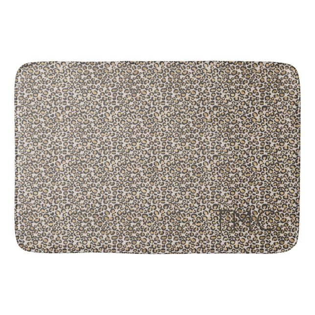 Leopard Print INITIALER Neutralt Chic Animal Rolig Badrumsmatta (Framsidan)