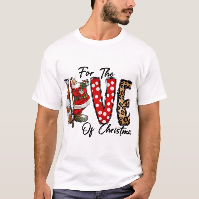 Leopard Print JULEN KÄRLEK Buffalo Randig Jul T Shirt (Framsida)