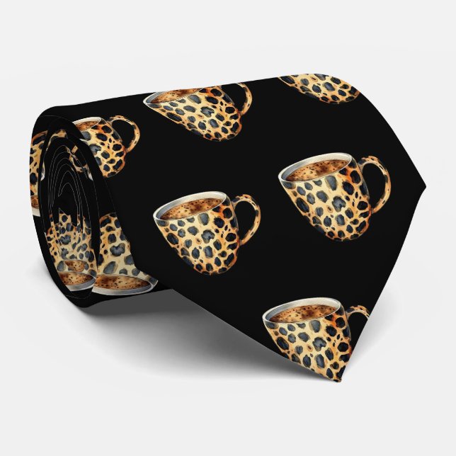 Leopard Print Kaffekopp Halsduk Slips (Rullad)
