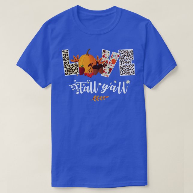 Leopard Print Kärlek Fall Yall T Shirt (Design framsida)