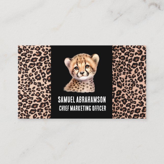 Leopard Print Kawaii Premier Visitkort (Framsida)