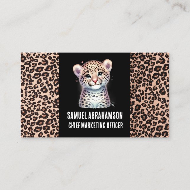 Leopard Print Kawaii Premier Visitkort (Framsida)