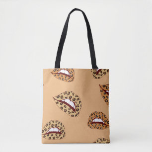 Leopard print läppar sömless mönster,cheetah läppa tygkasse