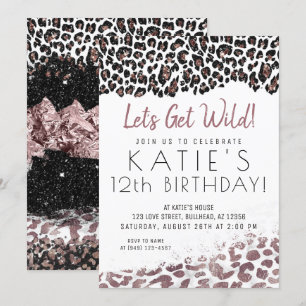 Leopard Print Låt oss Vild Ro Guld födelsedag Inbjudningar
